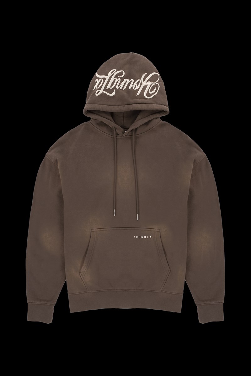 YoungLA 549 Phantom Hoodies Brązowe Niebieskie | 652-IOMTBA