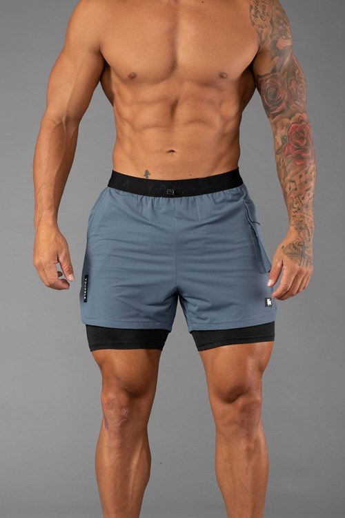 YoungLA 121 Performance Line Compression Shorts Niebieskie | 319-OFUJCS