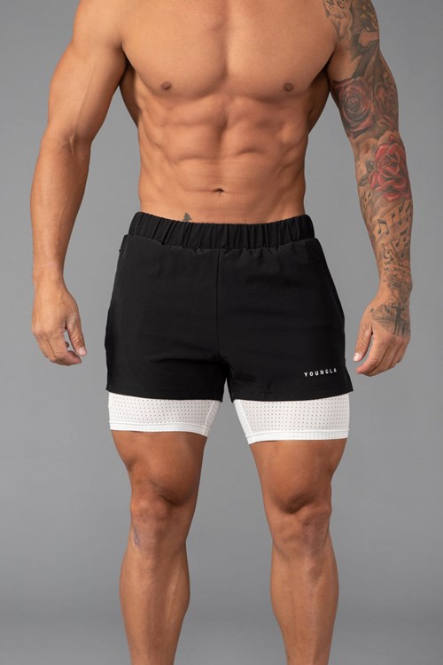 YoungLA 144 Peak Velocity Compression Shorts Czarne | 063-URZPCI