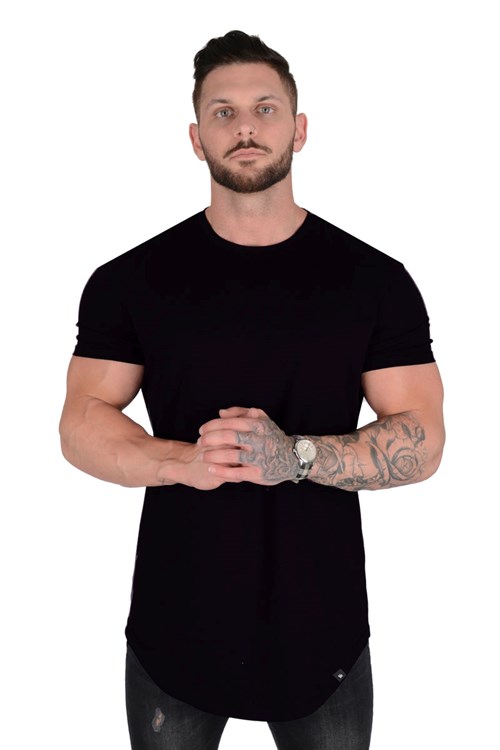 YoungLA 402 Perfect Tee - Scallop Bottom Czarne | 265-GVUXBC