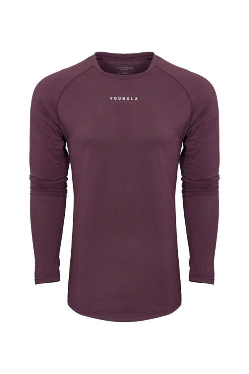 YoungLA 441 Performance Line Longsleeve Shirts Plum | 571-TLWXKI