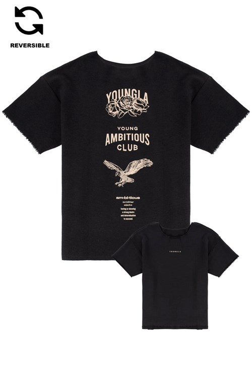 YoungLA 455 Reversible Immortal Tee Czarne | 051-ZHQRFW